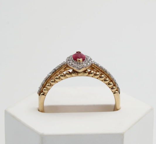 Diamond and Ruby Ring in 9ct Yellow Gold  I 0.26ct Diamonds & 0.26ct Ruby total