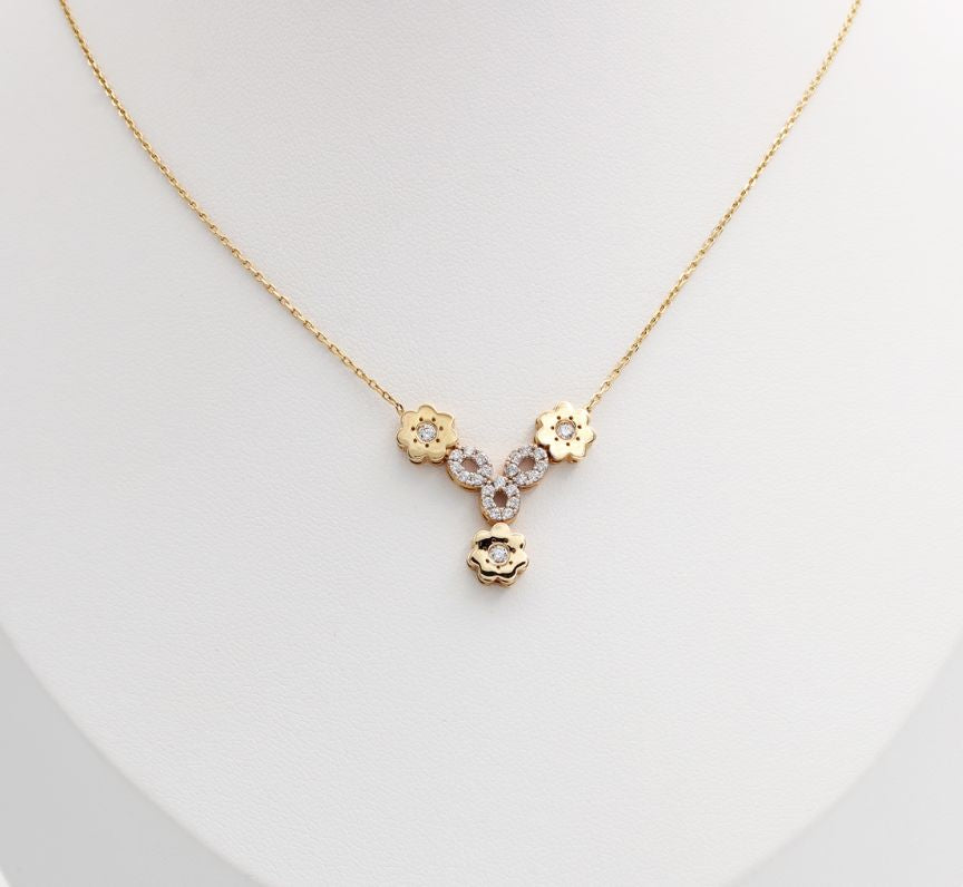 Three Oval 14k Yellow Gold Necklace