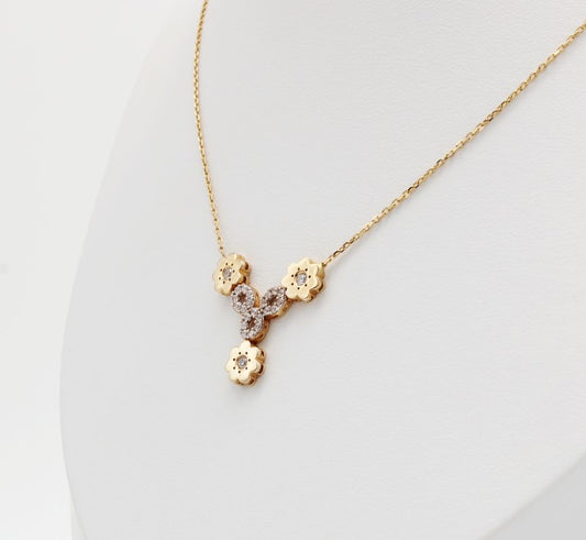 Three Oval 14k Yellow Gold Necklace