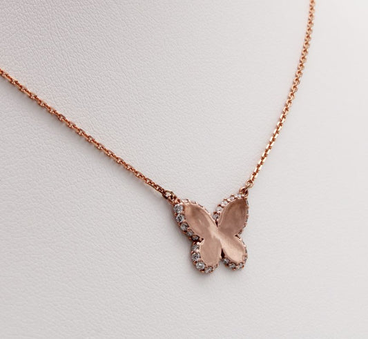 Diamond Butterfly Pendant in 9ct Rose Gold I 0.37ct total