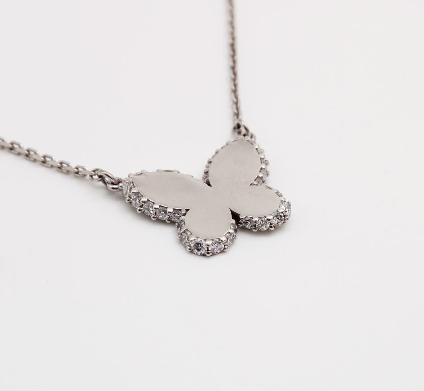 Diamond Butterfly Pendant in 9ct White Gold