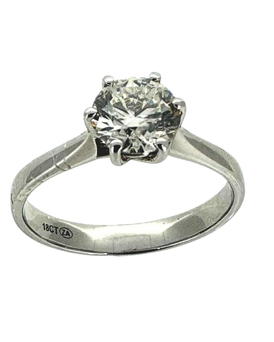 Diamond Solitaire Ring in 18k White Gold I 0.90ct