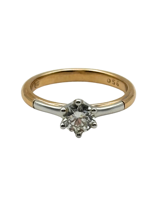 Diamond Solitaire Ring in 18k 2-Tone Yellow & Rose Gold I 0.56ct
