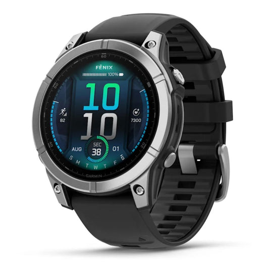 fēnix® E – 47 mm, AMOLED Stainless steel with Black silicone band 010-03025-00
