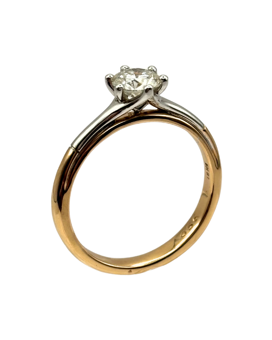 Diamond Solitaire Ring in 18k 2-Tone Yellow & Rose Gold I 0.56ct