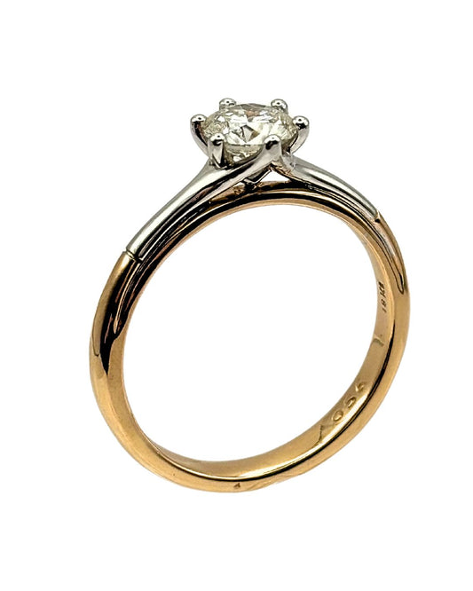 Diamond Solitaire Ring in 18k Two Tone Gold I 0.54ct