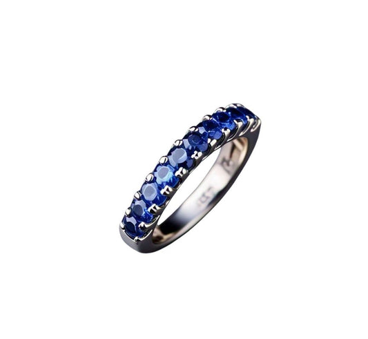 Sapphire Half Eternity Ring in 18k White Gold