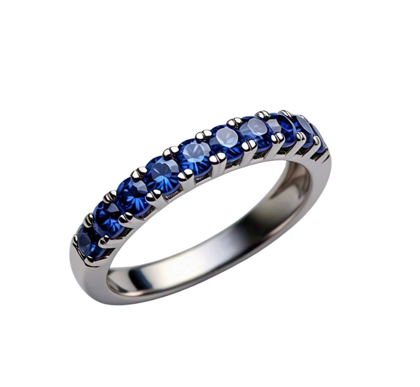 Sapphire Half Eternity Ring in 18k White Gold