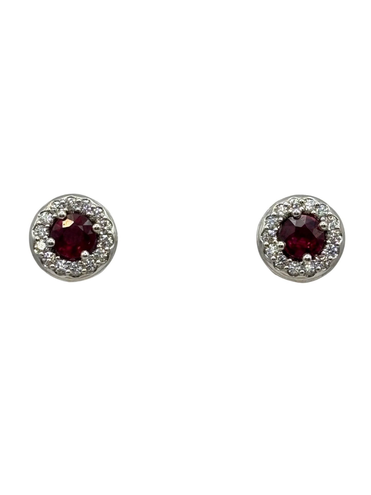 Ruby and Diamond Stud Earrings in 18kt White Gold I Ruby 0.9ct; Diamond 0.31ct