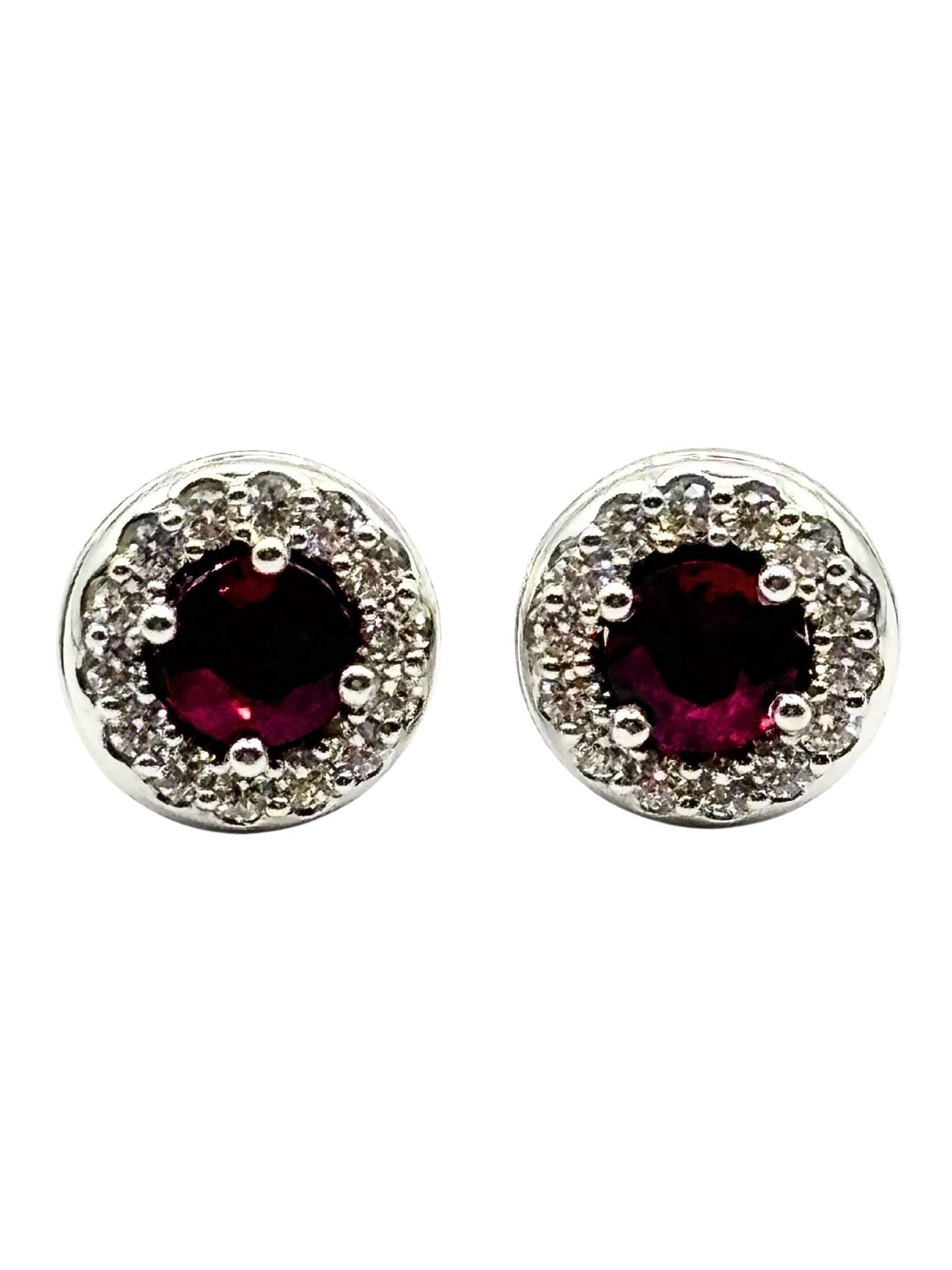 Ruby and Diamond Stud Earrings in 18kt White Gold I Ruby 0.9ct; Diamond 0.31ct