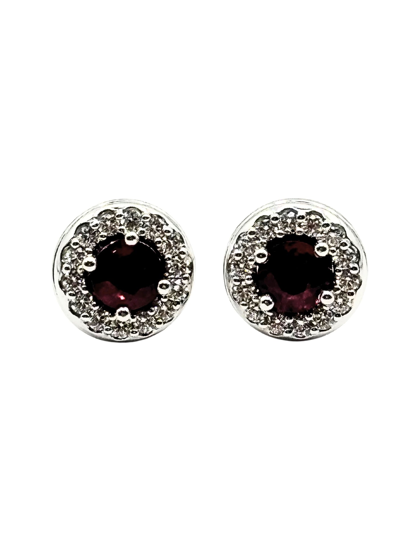 Ruby and Diamond Stud Earrings in 18kt White Gold I Ruby 0.9ct; Diamond 0.31ct