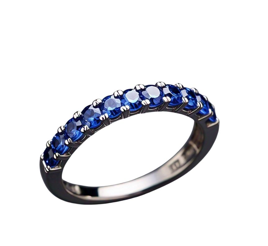 Sapphire Half Eternity Ring in 18k White Gold
