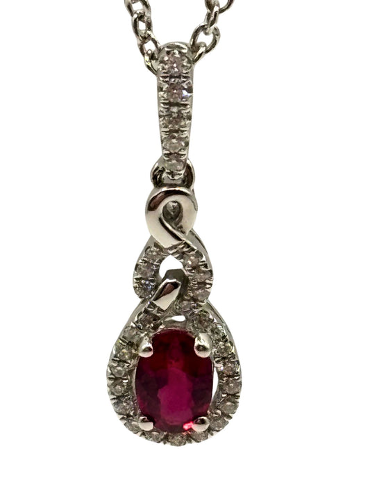 Oval Ruby and Diamond Pendant I Ruby 0.56ct I Diamonds 0.13ct
