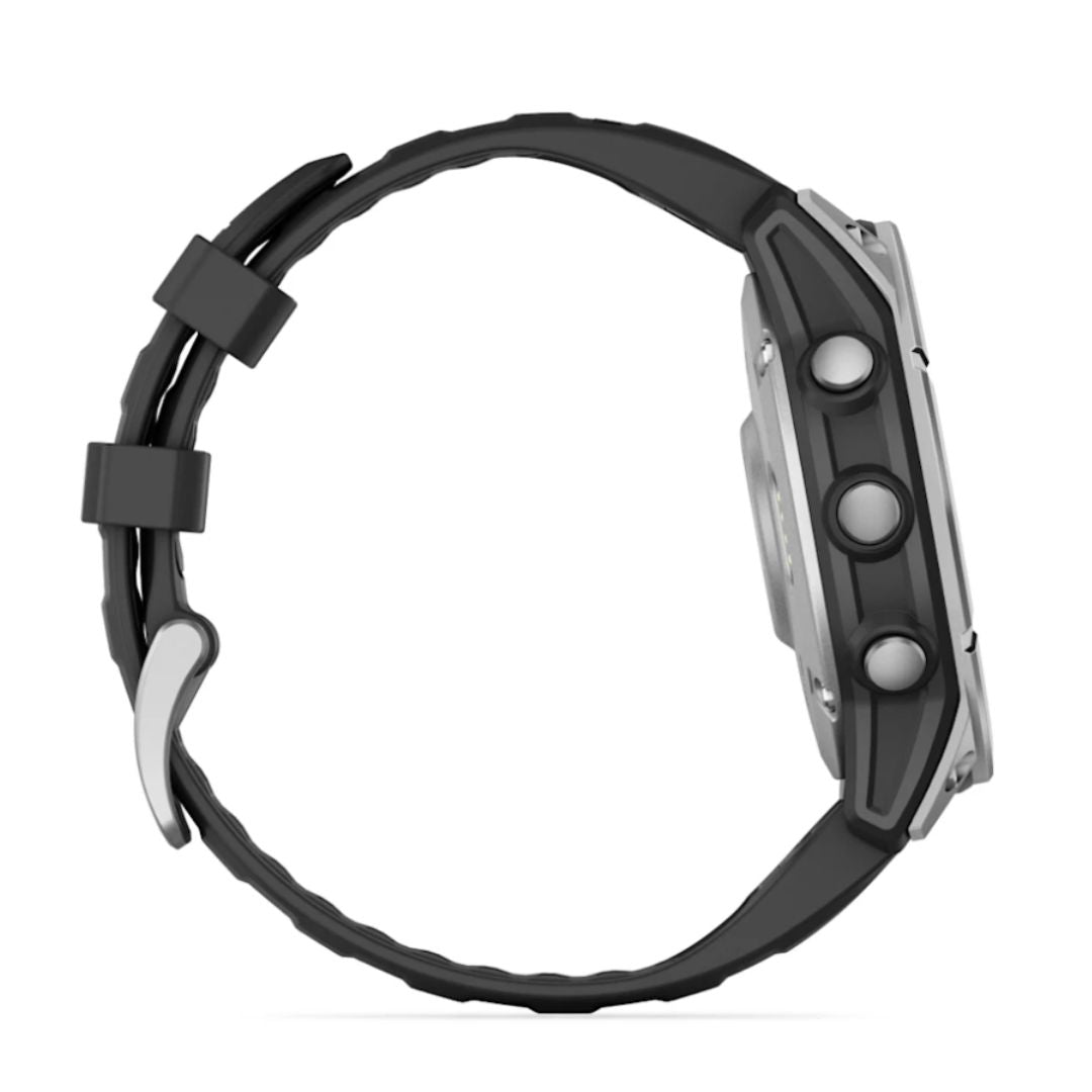 fēnix® E – 47 mm, AMOLED Stainless steel with Black silicone band 010-03025-00