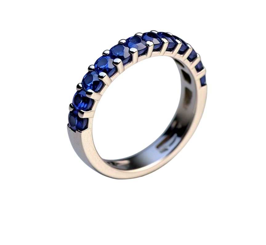 Sapphire Half Eternity Ring in 18k White Gold