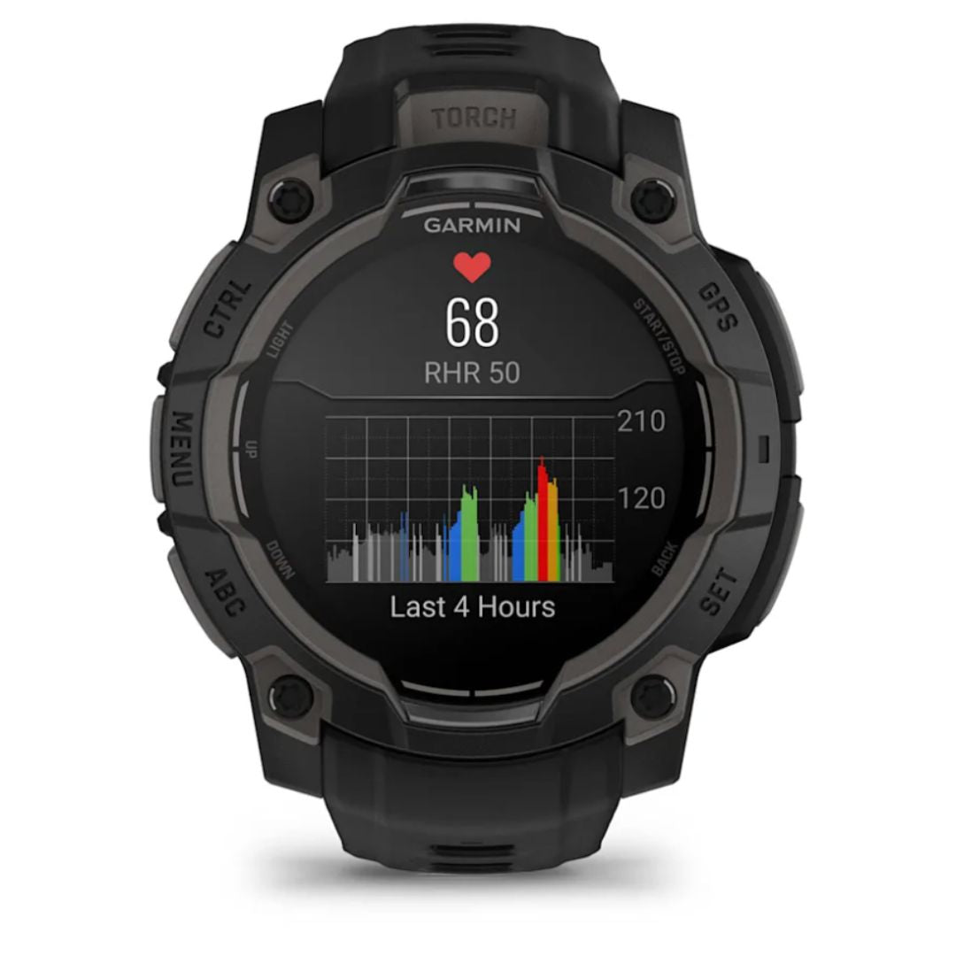 Instinct 3 – 45 mm, AMOLED Black with black band