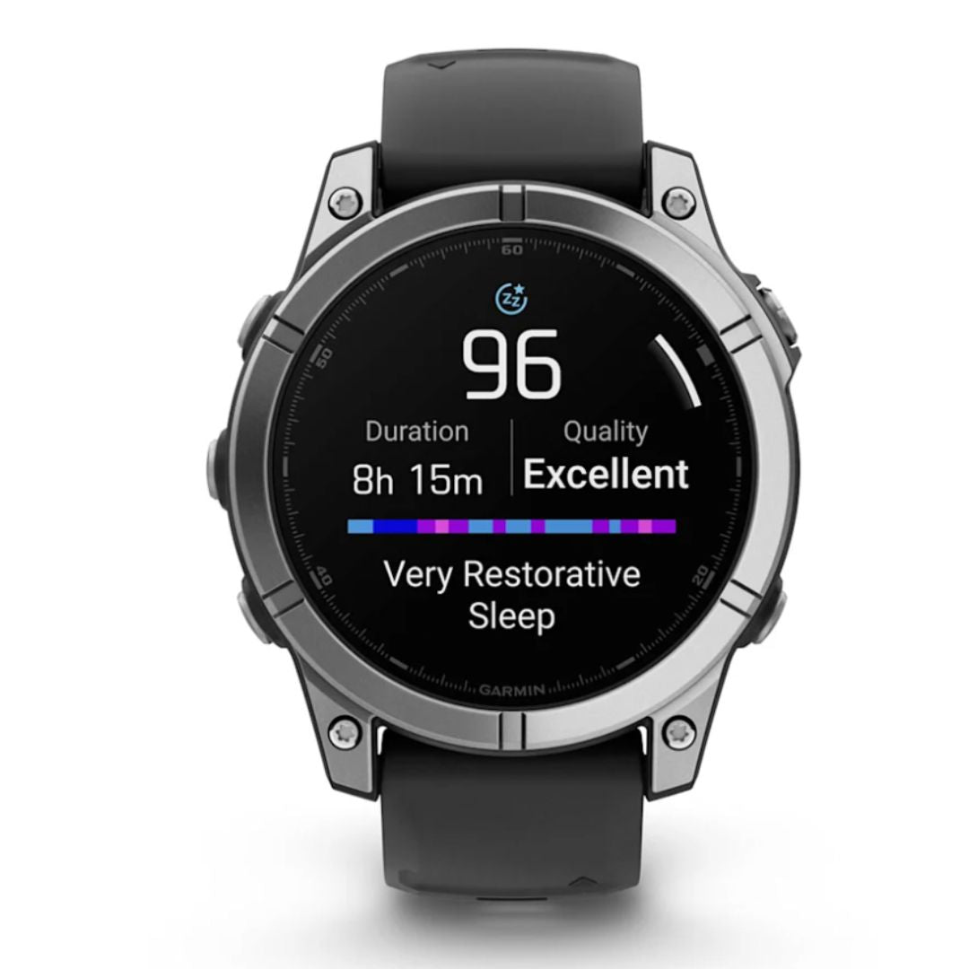 fēnix® E – 47 mm, AMOLED Stainless steel with Black silicone band 010-03025-00