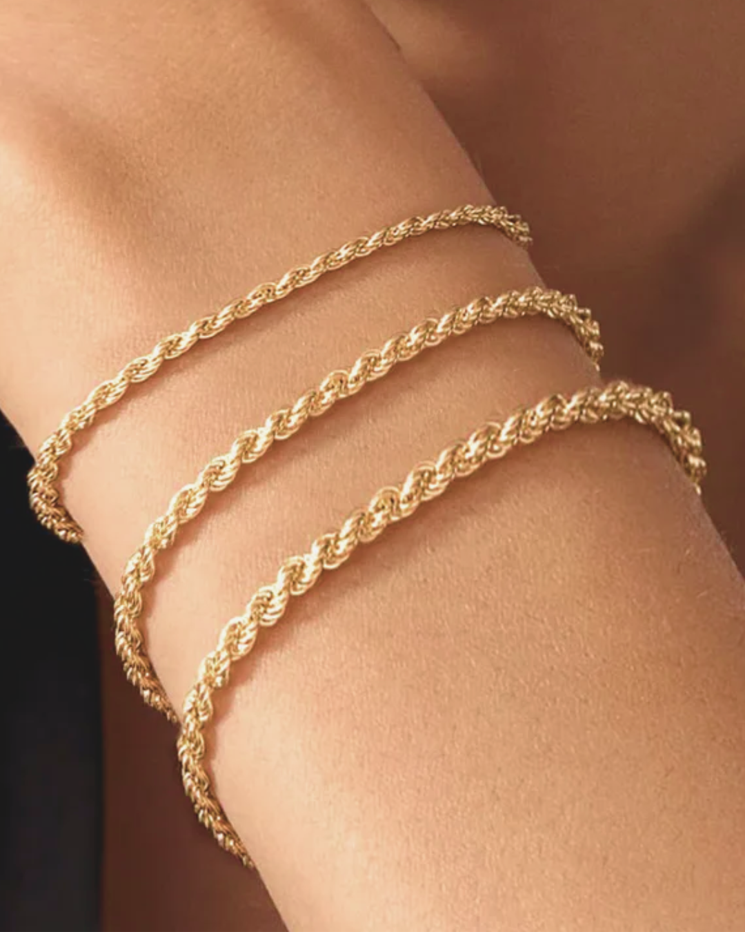 Hollow Rope Bracelet in in 9ct Yellow, White or Rose Gold