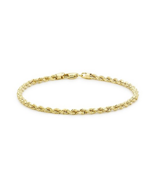 Hollow Rope Bracelet in in 9ct Yellow, White or Rose Gold