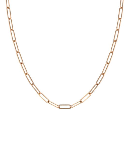 Paperclip Link Chain Necklace in 9ct Gold Yellow or Rose Gold
