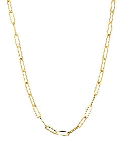 Paperclip Link Chain Necklace in 9ct Gold Yellow or Rose Gold