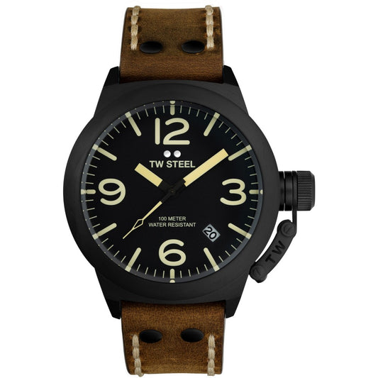 TW Steel Men's Canteen | Black Dial | Brown Leather Strap CS103