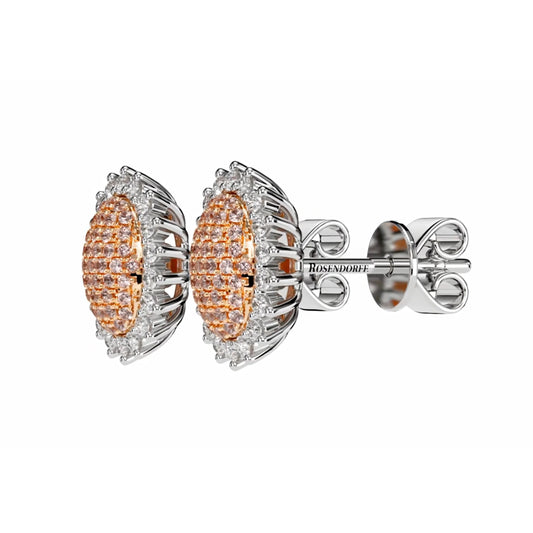 Eminence Pinks Sunflower Oval Pave Earrings