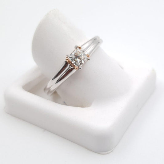Princess Cut Solitaire Engagement Ring in 18ct White Gold I 0.31ct total