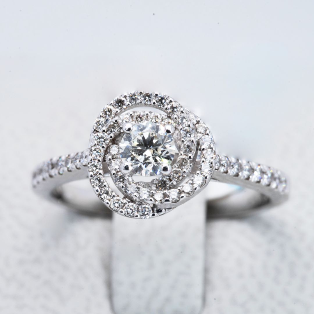 18ct White Gold Spiral Diamond Ring I 0.58ct total