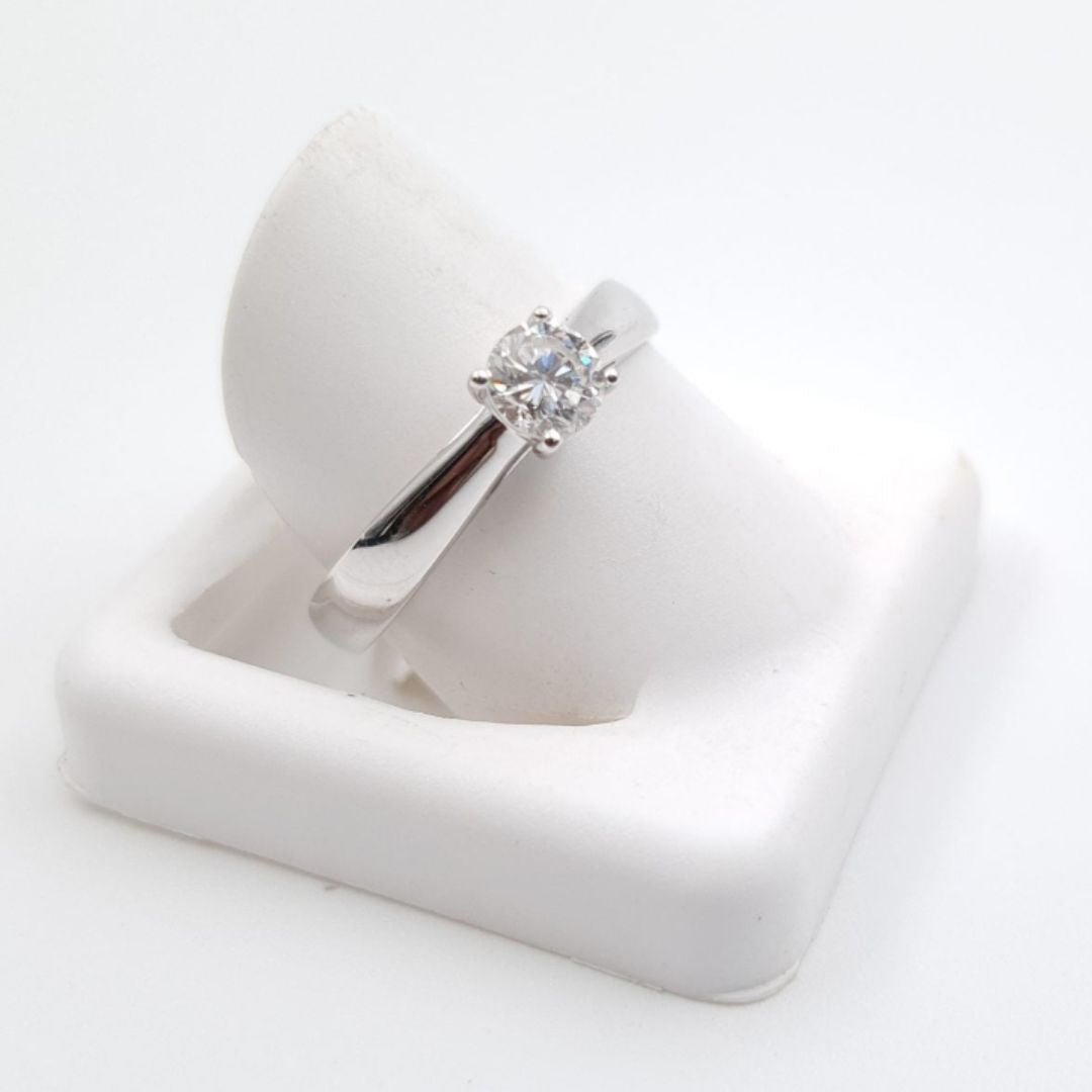 9ct White Gold Classic Solitaire Diamond Engagement Ring (0.37ct)