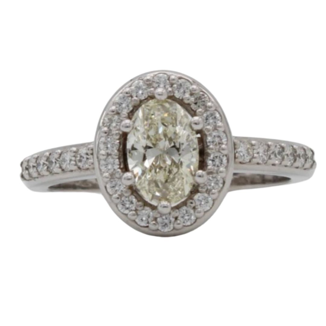 Diamond and Moissanite Halo Engagement Ring in 9ct White Gold I 0.26ct total