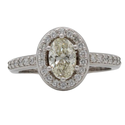 Diamond and Moissanite Halo Engagement Ring in 9ct White Gold I 0.26ct total