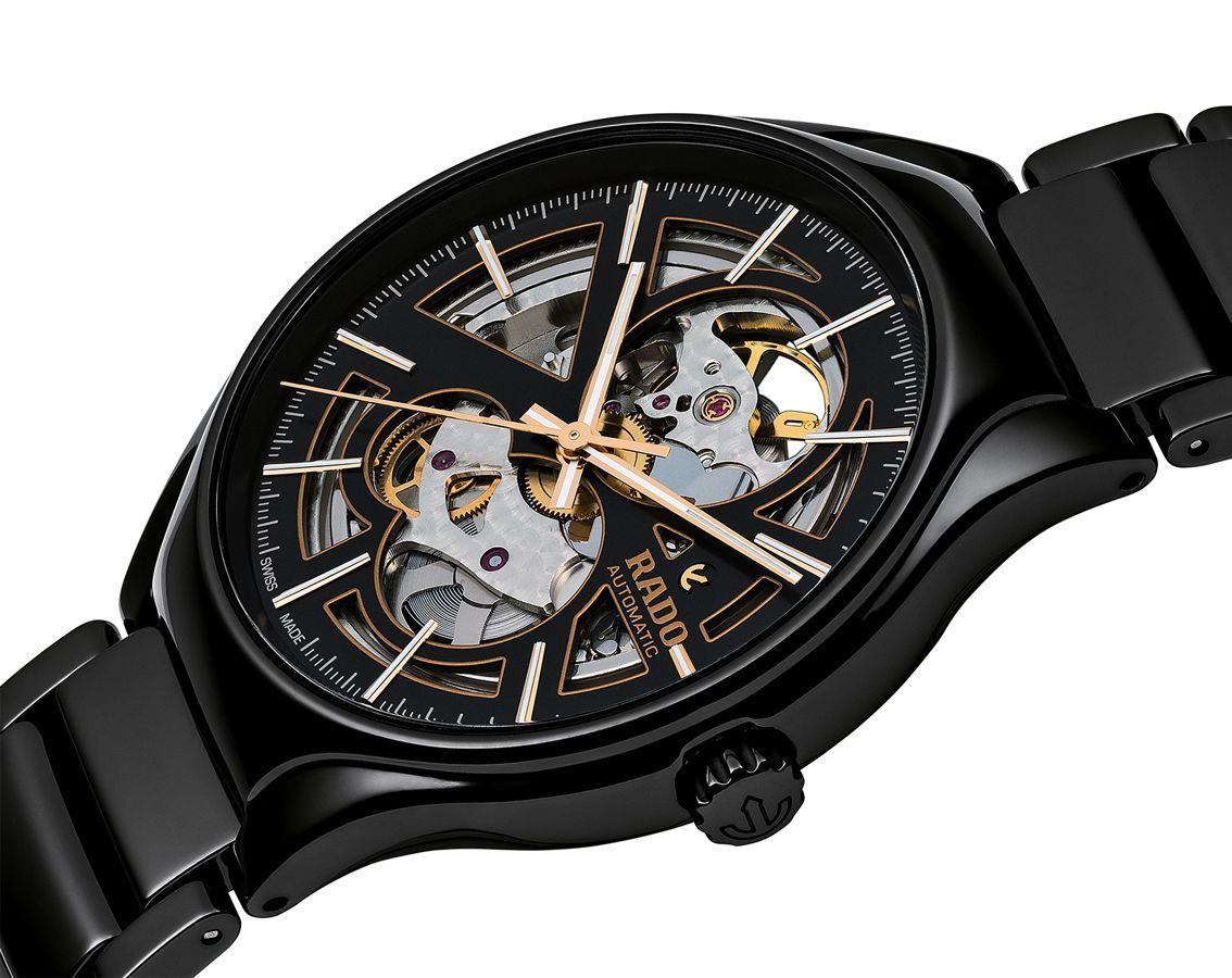 Rado True Automatic Open Heart Black/Skeleton Dial Men's High-Tech Ceramic Watch