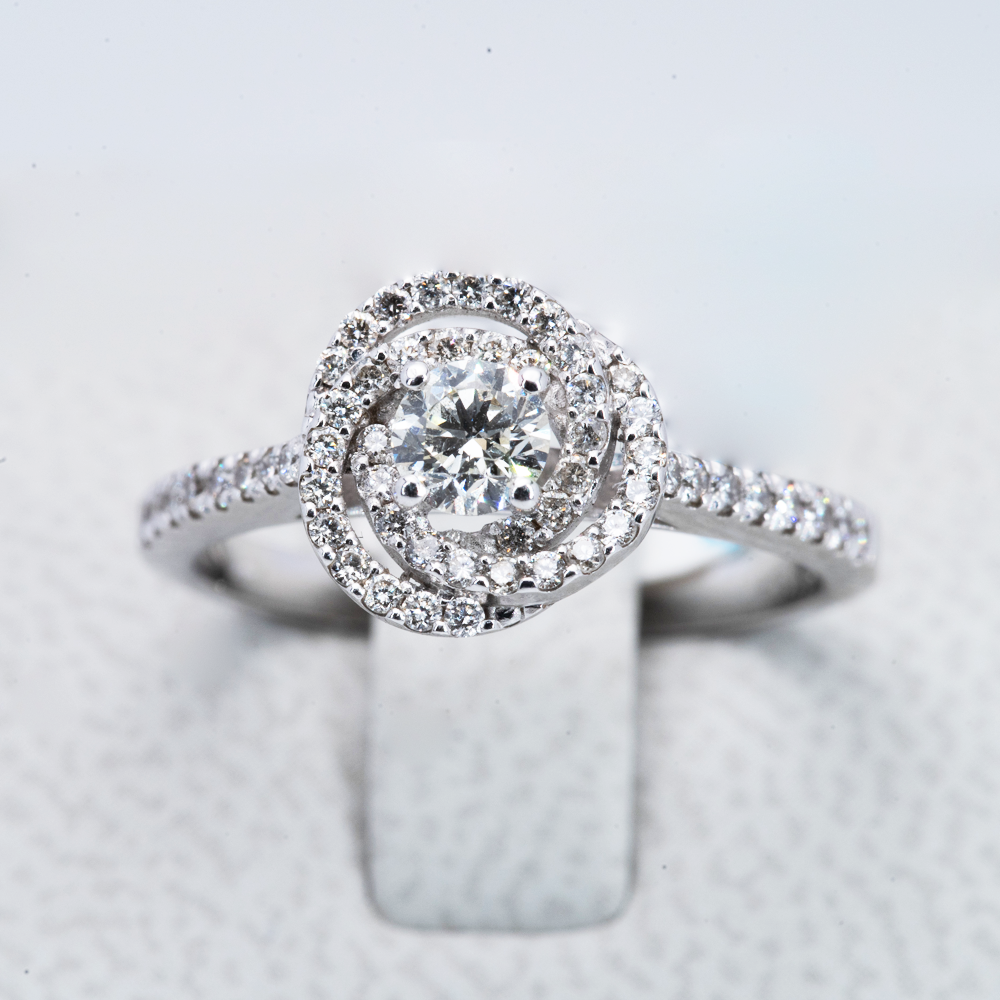 18ct White Gold Spiral Diamond Ring I 0.58ct total