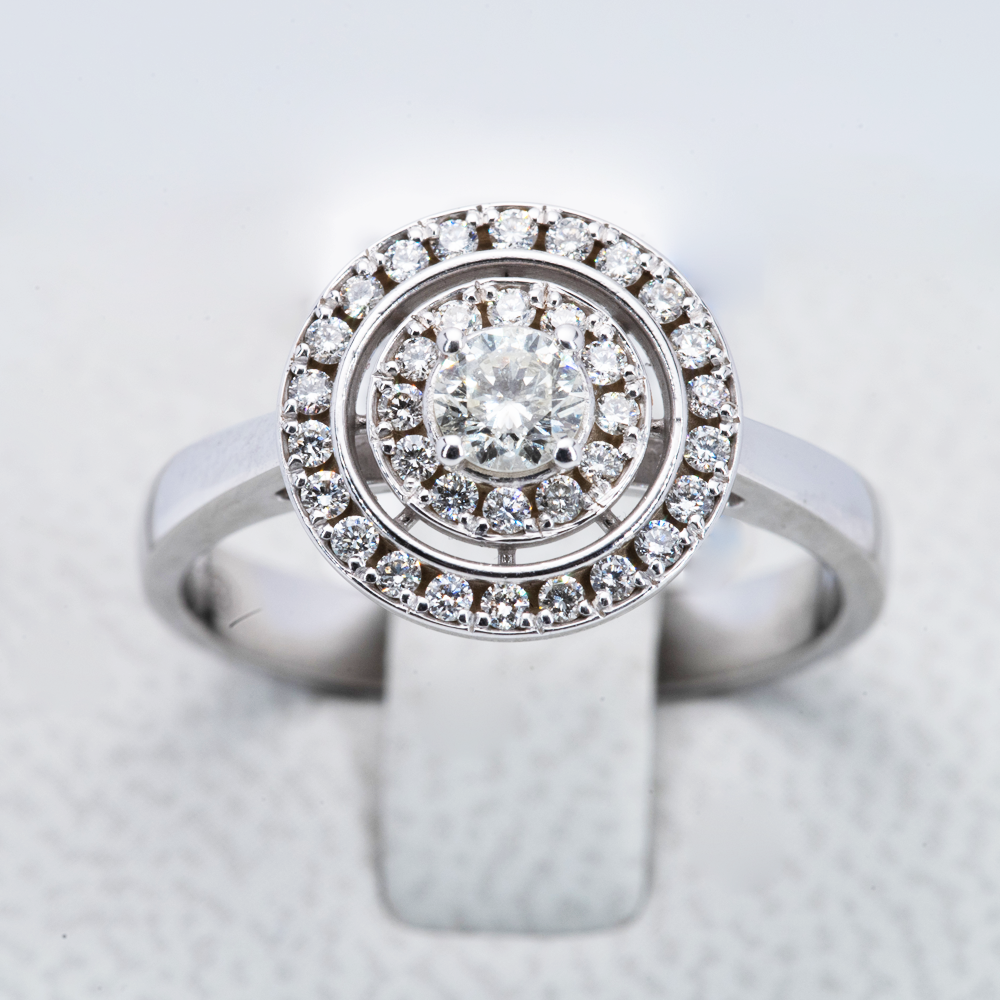 9ct White Gold Diamond Halo Engagement Ring