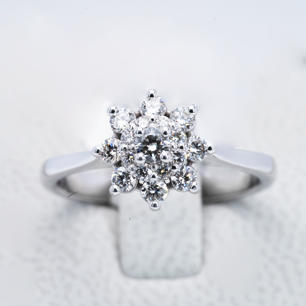18ct White Gold Diamond Cluster Ring I 0.50ct total