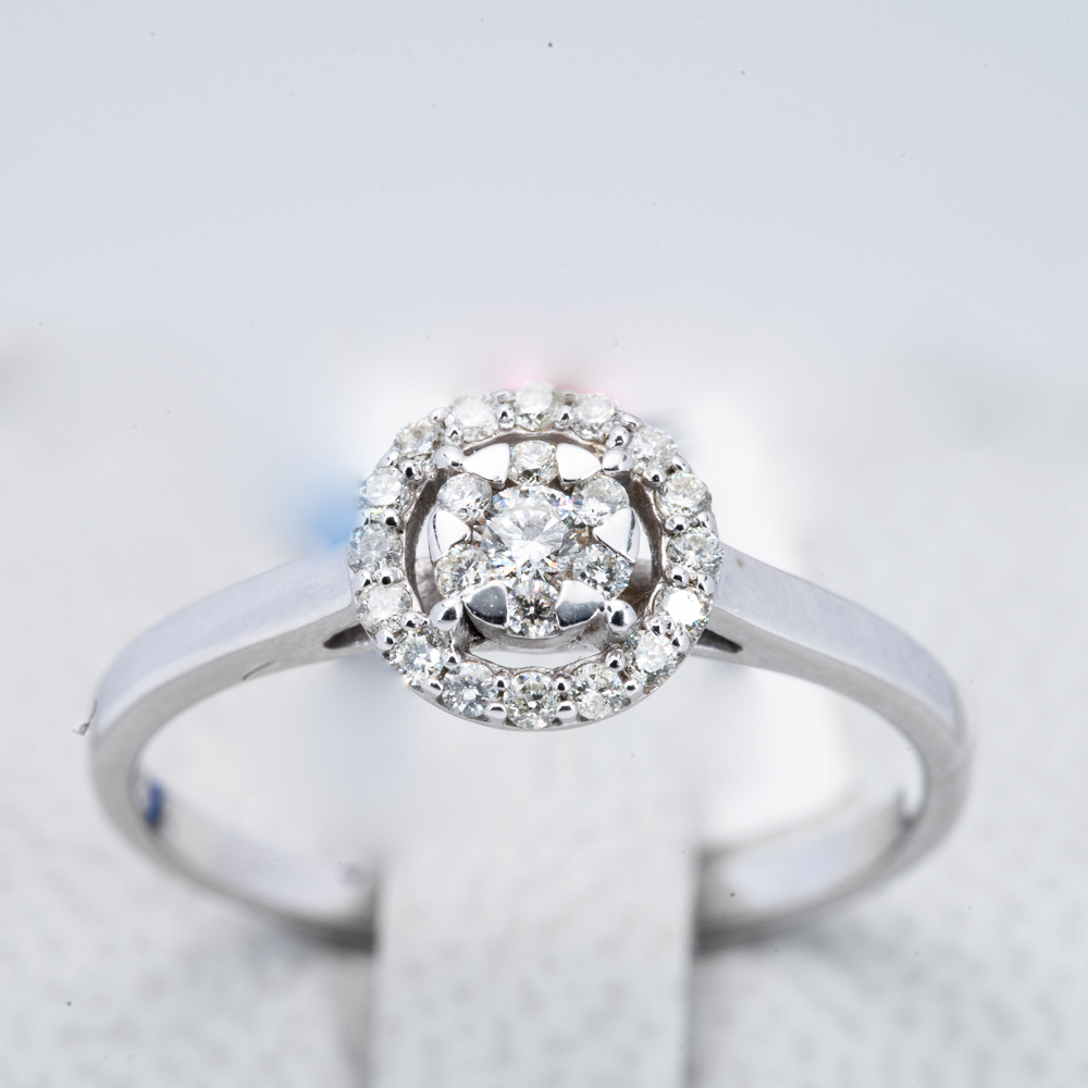 9ct White Gold Cluster Diamond Engagement Ring
