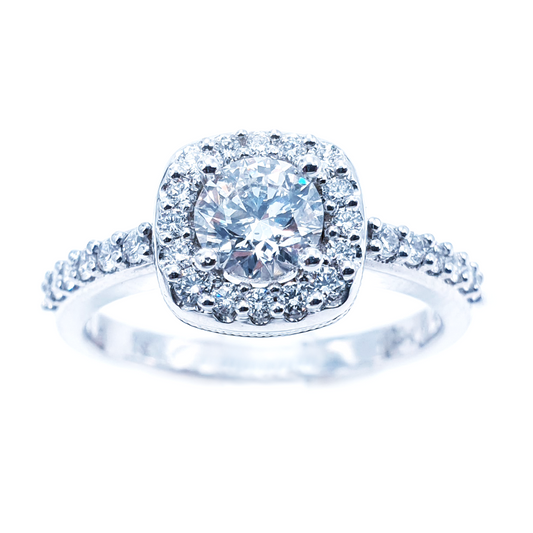 Square Halo Diamond Ring in 18ct White Gold I 0.85ct total