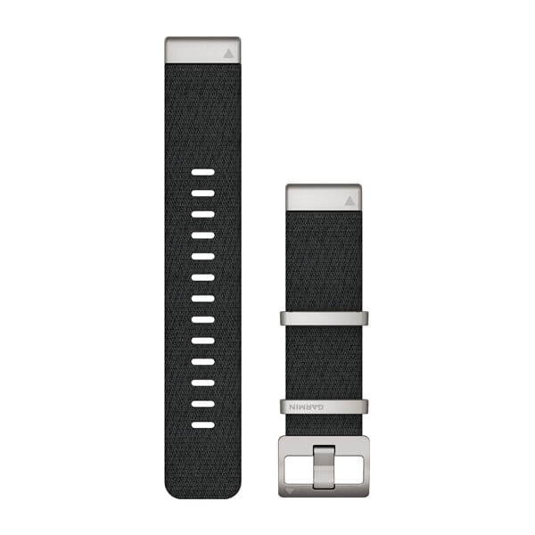 QuickFit 22mm Jacquard Weave Nylon Strap - Hthrd Blk wSilver