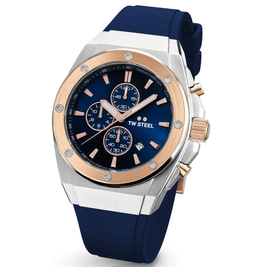 TW Steel Men's CEO Tech | Blue Dial | Two Tone | Blue Rubber Strap CE4105
