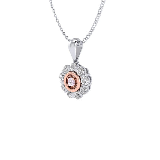 Small Pink Diamond Luxe Flower Halo Pendant