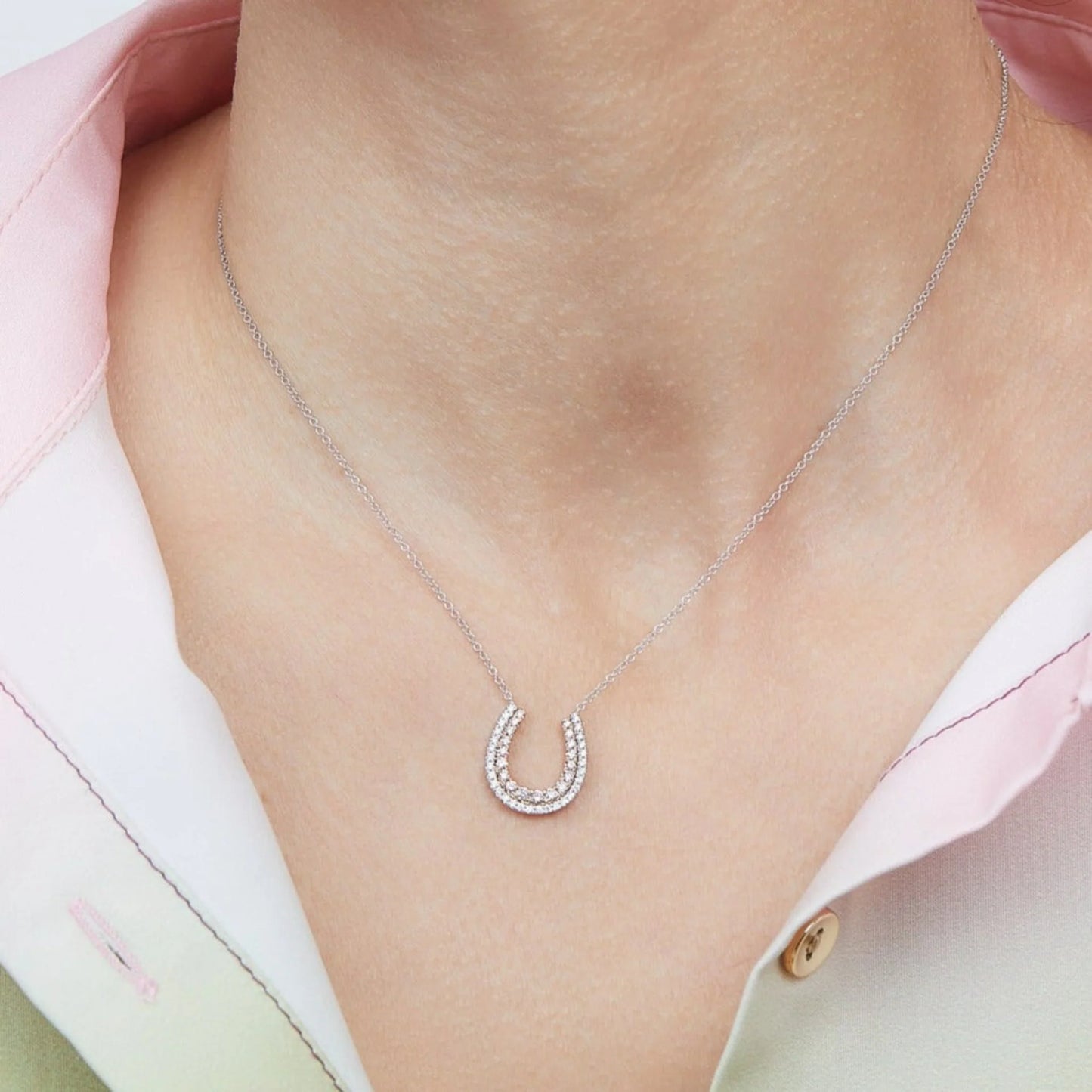 Pink Diamond Horse Shoe Pendant