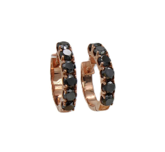9ct Rose Gold Black Diamond Hoop Earrings I 1.5ct total