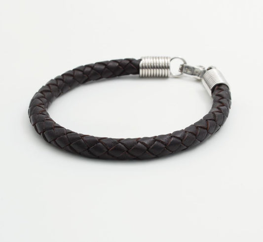 18ct White Gold and Leather Gents Bracelet