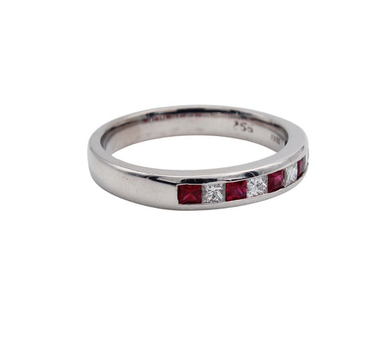 18ct White Gold Channel Set Ruby and Diamond Ring I 0.25ct Diamond & 0.31ct Ruby total
