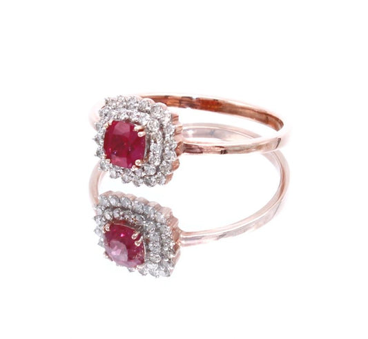 9ct Rose Gold Ruby and Diamond Cluster Ring I 0.18ct Diamond & 0.43ct Ruby