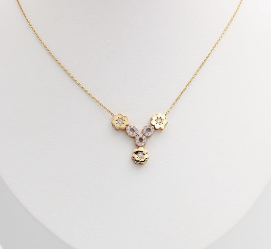 Three Oval 14k Yellow Gold Necklace