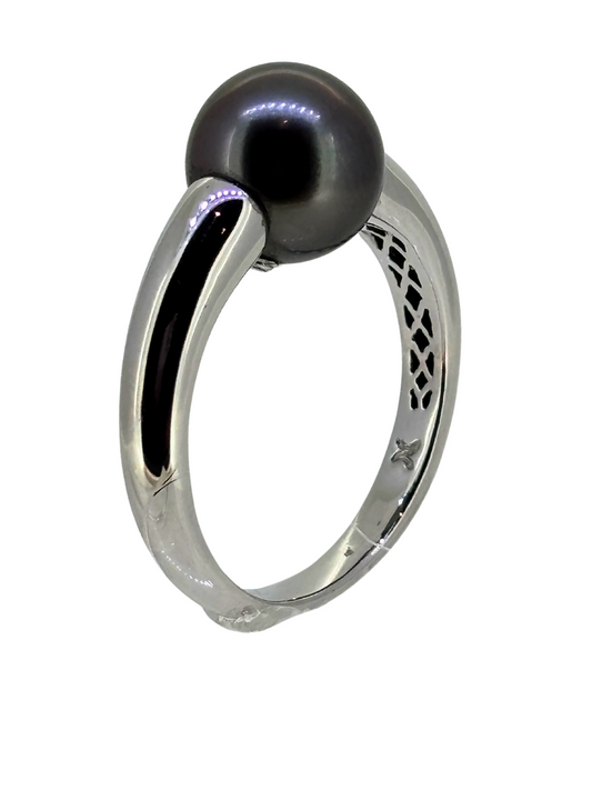 Tahitian Pearl Ring in 14k White Gold
