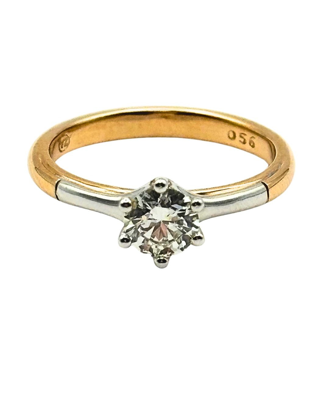 Diamond Solitaire Ring in 18k Two Tone Gold I 0.54ct
