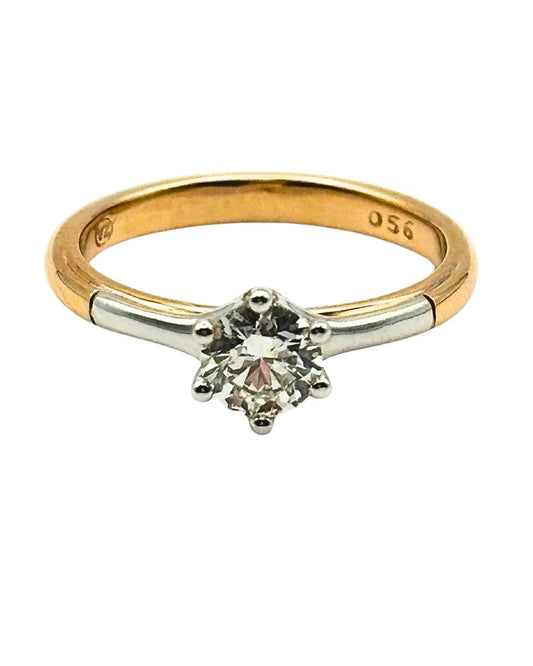 Diamond Solitaire Ring in 18k Two Tone Gold I 0.54ct